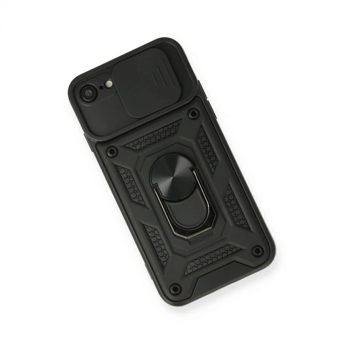 İphone 7 Kılıf Pars Lens Yüzüklü  - Siyah