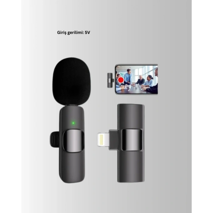 iPhone Uyumlu Çift Mikrofonlu Kablosuz Yaka Seti Profesyonel Ses