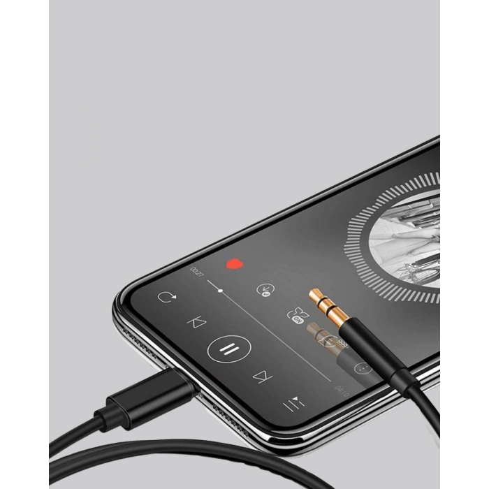 iPhone Uyumlu Lightning – 3.5mm Aux Adaptör Kablo Stereo Ses Aktarım