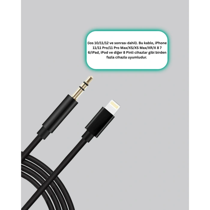 iPhone Uyumlu Lightning – 3.5mm Aux Adaptör Kablo Stereo Ses Aktarım