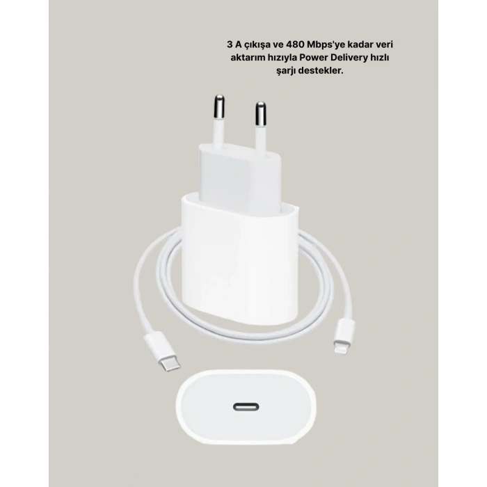 iPhone ve iPad Uyumlu 20W Güvenli USBC Hızlı Şarj Adaptörü