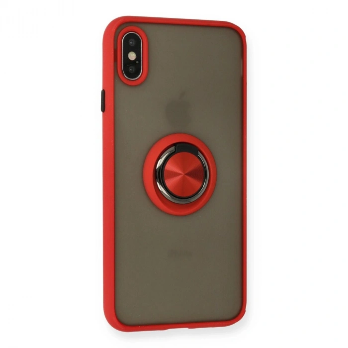 İphone X Kılıf Montreal Yüzüklü  Kapak - Kırmızı