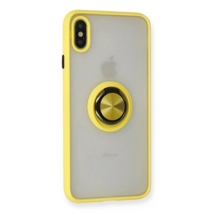 İphone X Kılıf Montreal Yüzüklü  Kapak - Sarı
