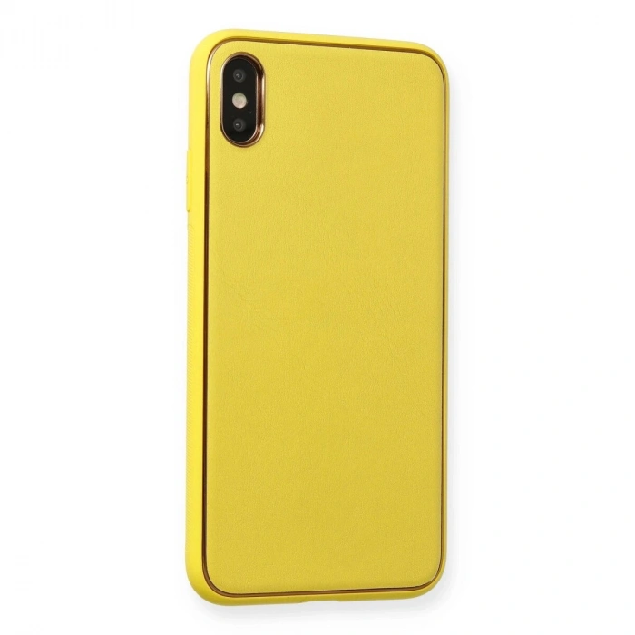İphone Xs Max Kılıf Co Deri  Kapak - Sarı
