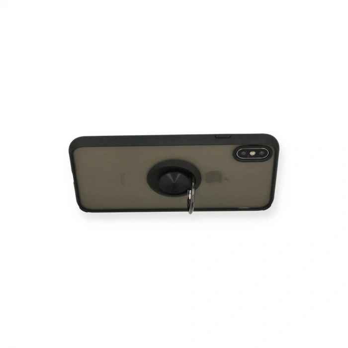 İphone Xs Max Kılıf Montreal Yüzüklü  Kapak - Siyah