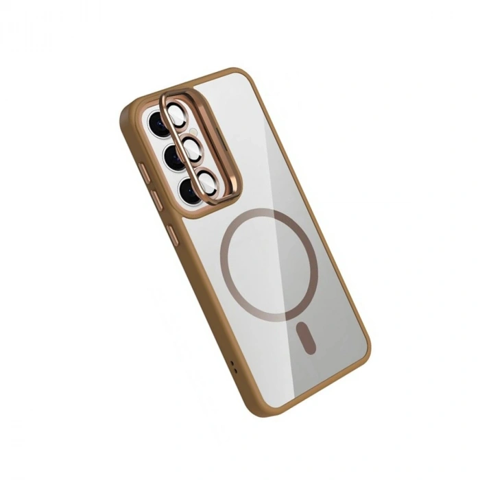Joko  Galaxy S24 Fe Remim Lensli Magsafe Standlı Kapak - Kahverengi