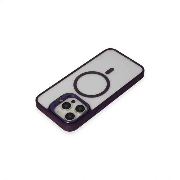 Joko  İphone 14 Pro Kılıf  Lens Magsafe Standlı Kapak - Derin Mor