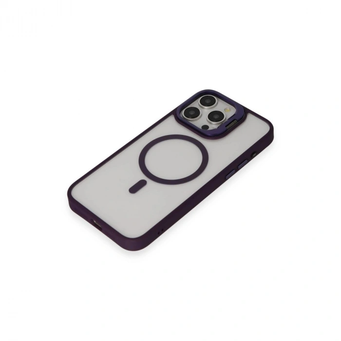 Joko  İphone 14 Pro Kılıf  Lens Magsafe Standlı Kapak - Derin Mor