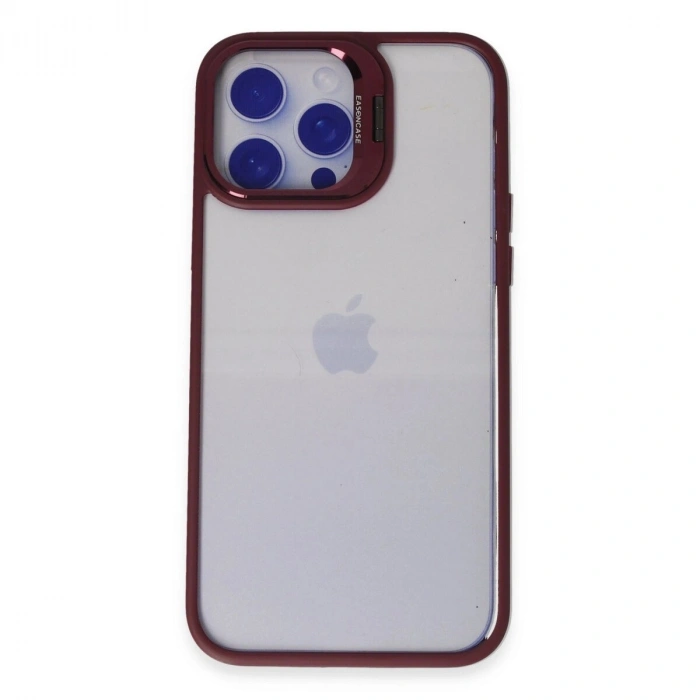 Joko  İphone 14 Pro Kılıf  Lens Standlı Kapak - Bordo