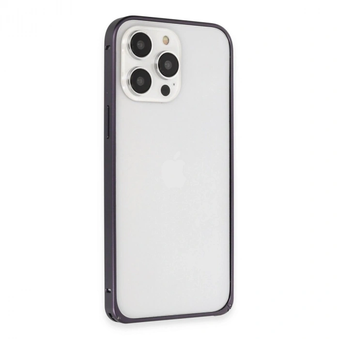 Joko  İphone 14 Pro Kılıf Metal Bumper Magneticsafe Kapak - Derin Mor