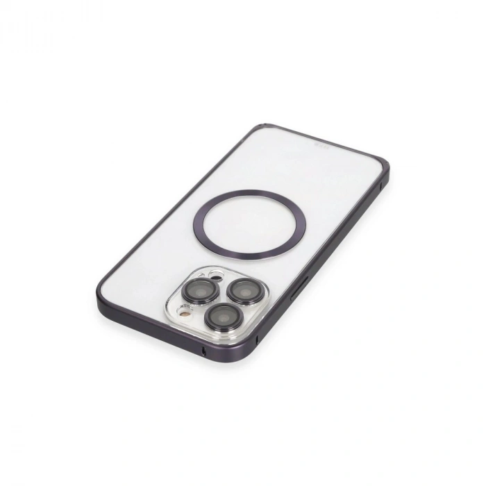 Joko  İphone 14 Pro Kılıf Metal Bumper Magneticsafe Kapak - Derin Mor
