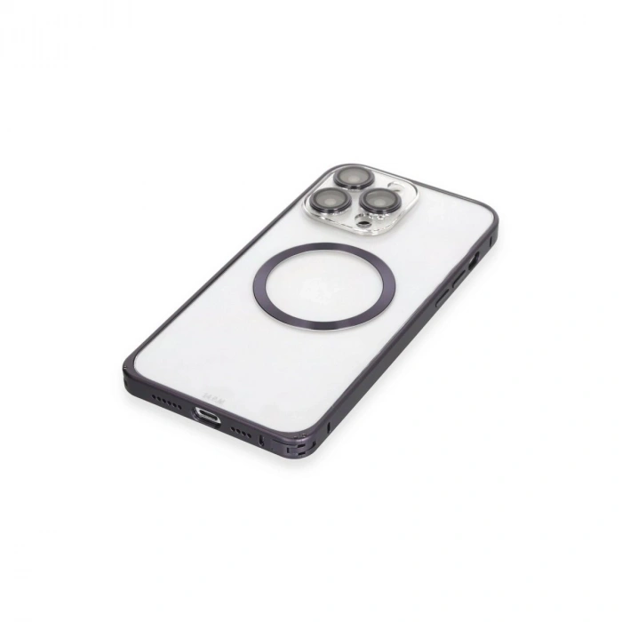 Joko  İphone 14 Pro Kılıf Metal Bumper Magneticsafe Kapak - Derin Mor