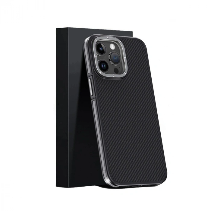 Joko  İphone 15 Pro Kılıf Aramid 600d Kevlar Karbon Fiber Magsafe Kapak - Gri