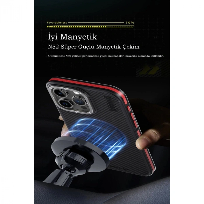 Joko  İphone 15 Pro Kılıf Aramid 600d Kevlar Karbon Fiber Magsafe Kapak - Sarı
