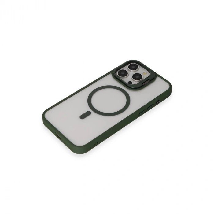 Joko  İphone 15 Pro Kılıf  Lens Magsafe Standlı Kapak - Koyu Yeşil