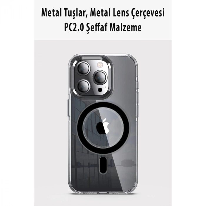 Joko  İphone 15 Pro Max Kılıf Crystal Magsafe Kapak - Şeffaf