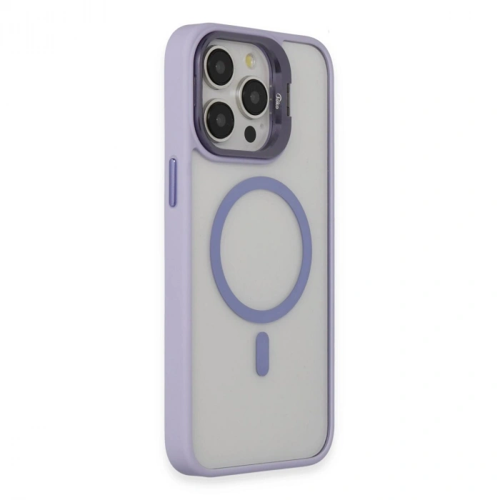 Joko  İphone 15 Pro Max Kılıf  Lens Magsafe Standlı Kapak - Lila