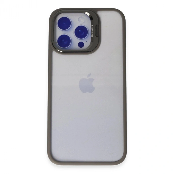 Joko  İphone 15 Pro Max Kılıf  Lens Standlı Kapak - Titan Gri