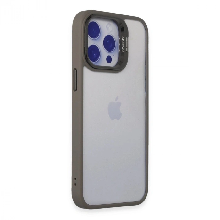 Joko  İphone 15 Pro Max Kılıf  Lens Standlı Kapak - Titan Gri