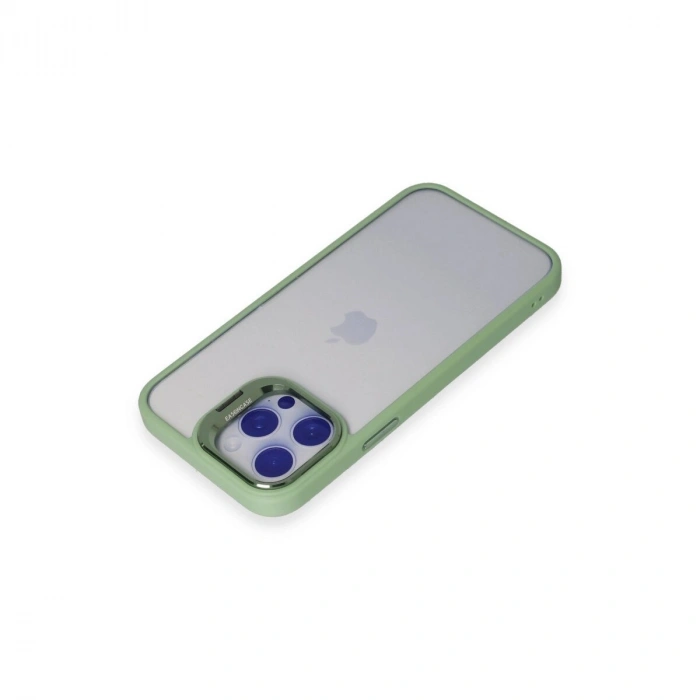 Joko İphone 15 Pro Max Kılıf  Lens Standlı Kapak - Yeşil
