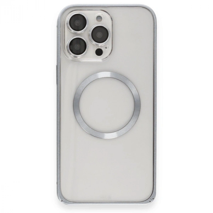 Joko  İphone 15 Pro Max Kılıf Metal Bumper Magneticsafe Kapak - Gri