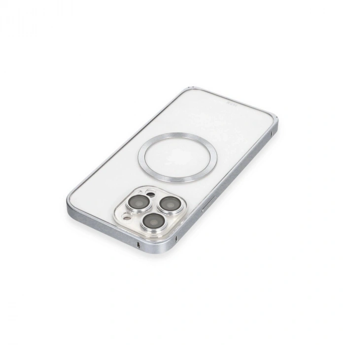 Joko  İphone 15 Pro Max Kılıf Metal Bumper Magneticsafe Kapak - Gri