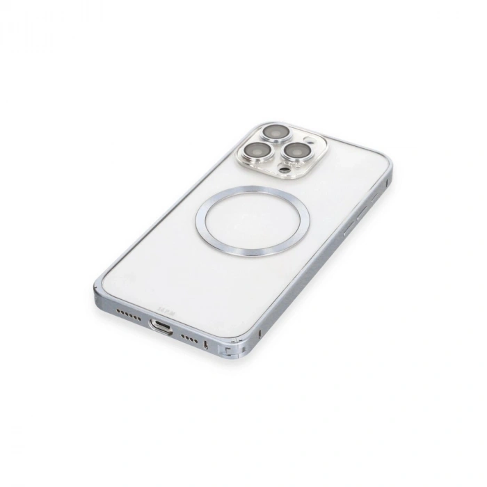 Joko  İphone 15 Pro Max Kılıf Metal Bumper Magneticsafe Kapak - Gri