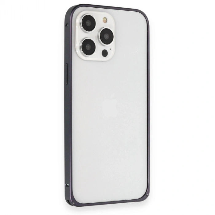 Joko  İphone 15 Pro Max Kılıf Metal Bumper Magneticsafe Kapak - Lacivert