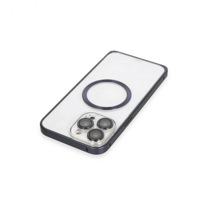 Joko  İphone 15 Pro Max Kılıf Metal Bumper Magneticsafe Kapak - Lacivert