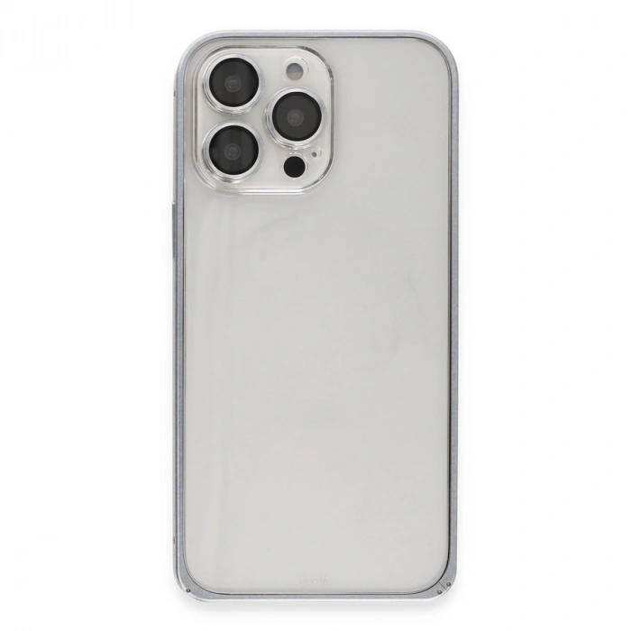 Joko  İphone 15 Pro Max Metal Bumper Mat Kapak - Gri