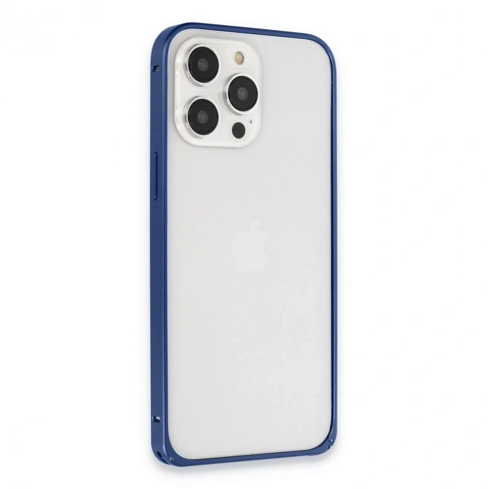Joko  İphone 15 Pro Max Metal Bumper Mat Kapak - Lacivert