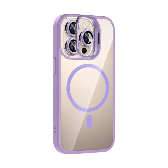 Joko  İphone 15 Pro Max Remim Lensli Magsafe Standlı Kapak - Lila