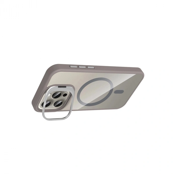 Joko  İphone 15 Pro Max Remim Lensli Magsafe Standlı Kapak - Titan Gri