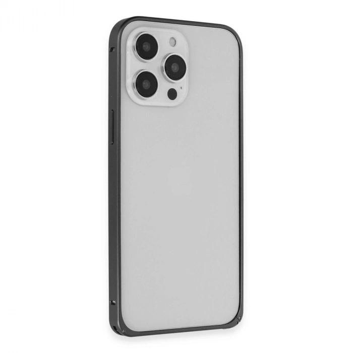Joko  İphone 15 Pro Metal Bumper Mat Kapak - Siyah