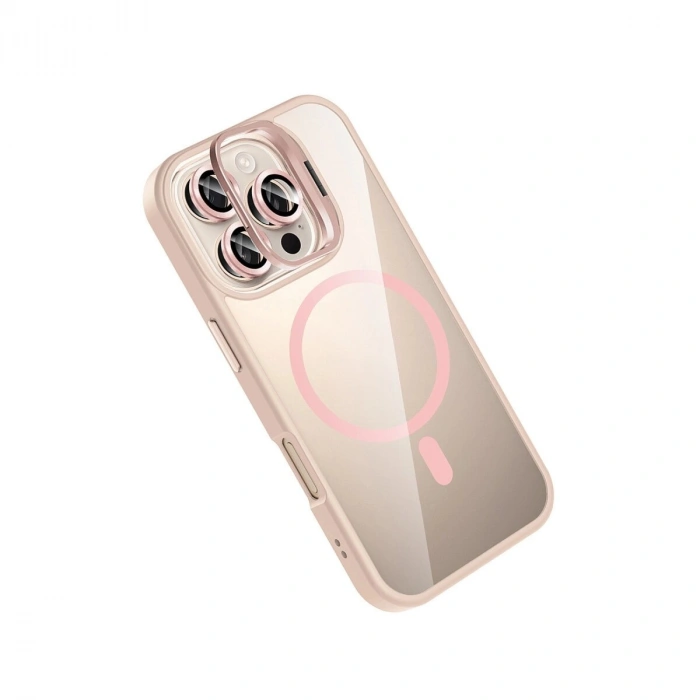 Joko  İphone 16 Pro Max Remim Lensli Magsafe Standlı Kapak - Pembe