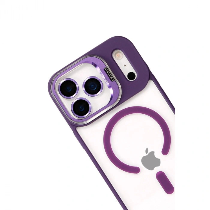Joko  İphone 17 Pro Remim Lensli Magsafe Standlı Kapak - Derin Mor