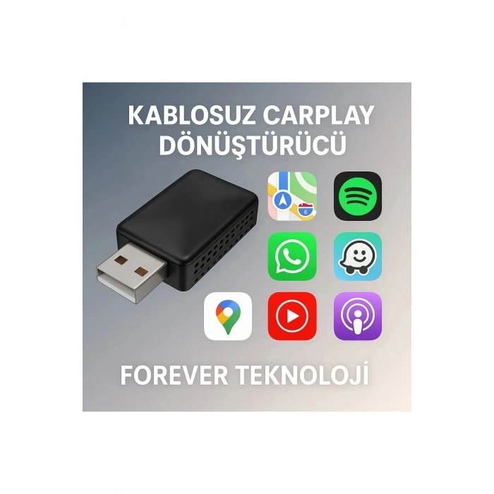 Kablosuz CarPlay & Android Auto Adaptörü  Apple ve Android Cihazlar İçin Evrensel Wireless Carplay Çevirici (  )