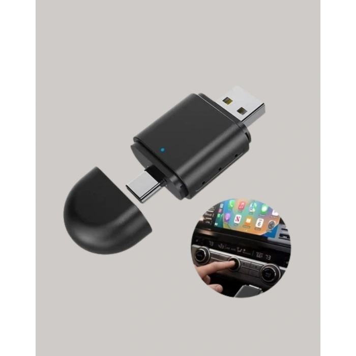 Kablosuz CarPlay ve Android Auto Adaptörü – USBA & TypeC Girişli Akıllı Dönüştürücü