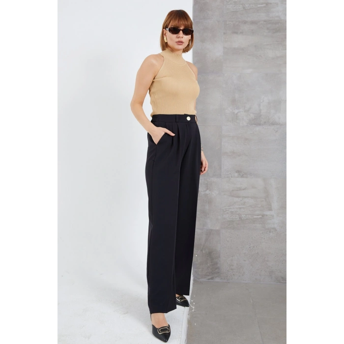 Kadın Beli Lastikli Pzzo Pantolon