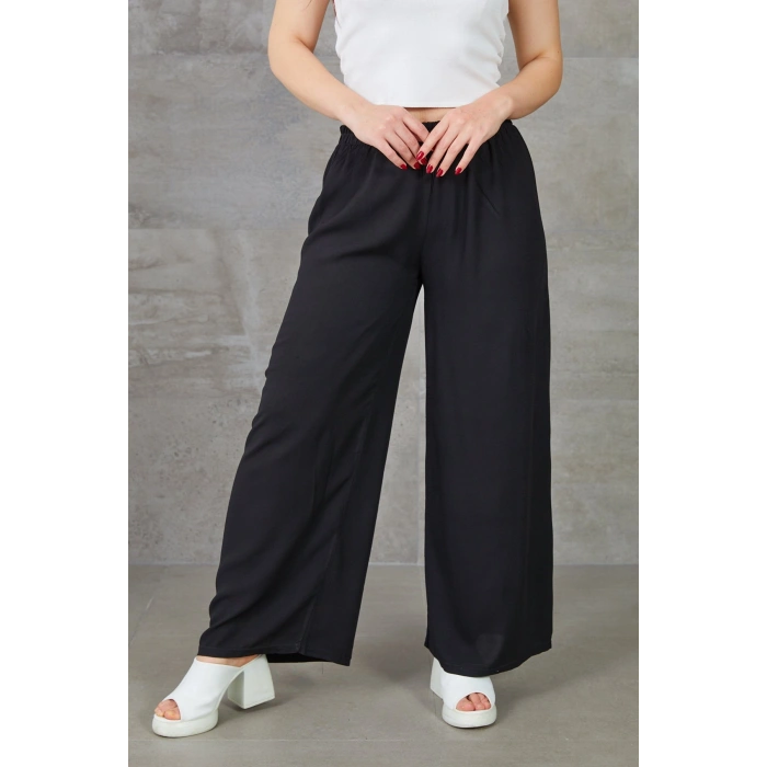 Kadın Bol Paça Rahat Kalıp Beli Lastikli Salaş Pantolon