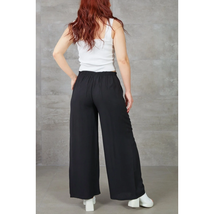 Kadın Bol Paça Rahat Kalıp Beli Lastikli Salaş Pantolon