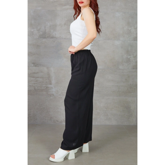 Kadın Bol Paça Rahat Kalıp Beli Lastikli Salaş Pantolon