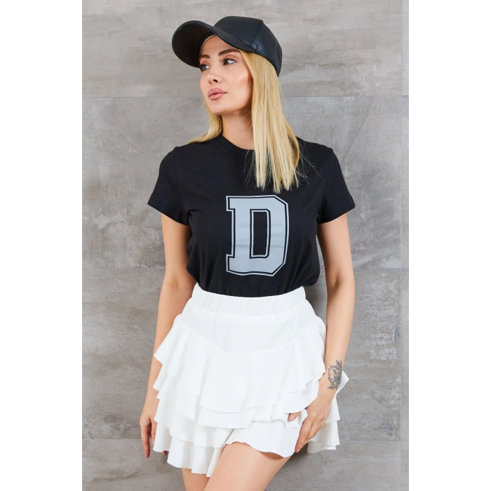 Kadın D Baskılı T-shirt