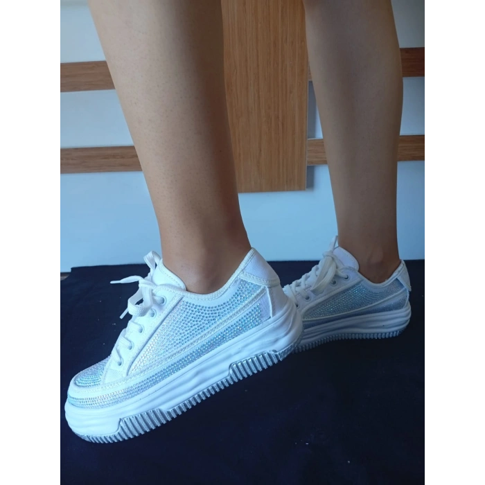 Kadın Yüksek Taban Rahat Şık Günlük Spor Ayakkabı Beyaz Renk