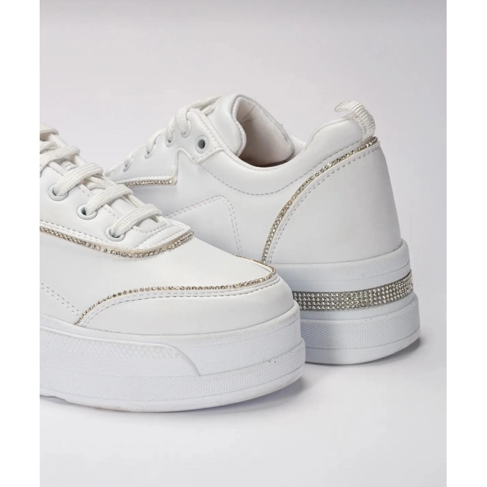 Kadın Yüksek Taban Rahat Şık Günlük Spor Ayakkabı Beyaz Renk