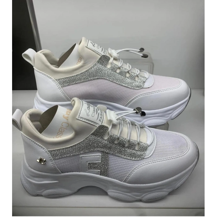 Kadın Yüksek Taban Rahat Şık Günlük Spor Ayakkabı Beyaz Renk