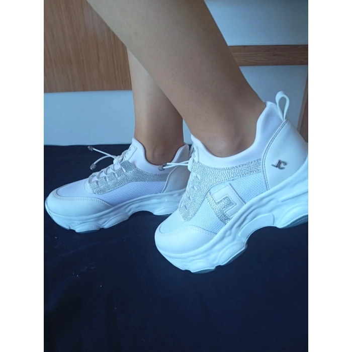 Kadın Yüksek Taban Rahat Şık Günlük Spor Ayakkabı Beyaz Renk