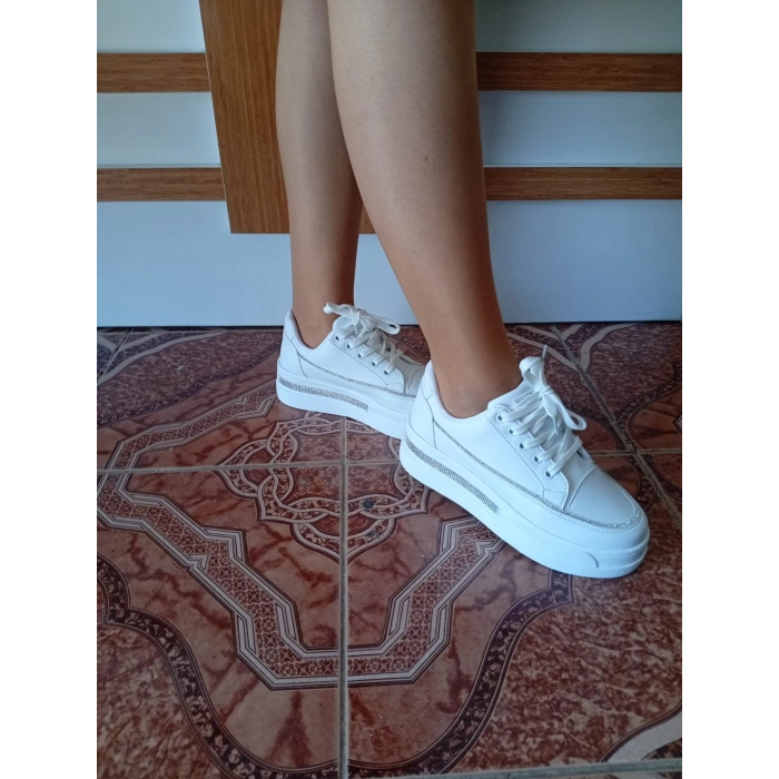 Kadın Yüksek Taban Rahat Şık Günlük Spor Ayakkabı Beyaz Renk
