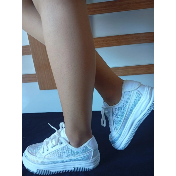Kadın Yüksek Taban Rahat Şık Günlük Spor Ayakkabı Beyaz Renk