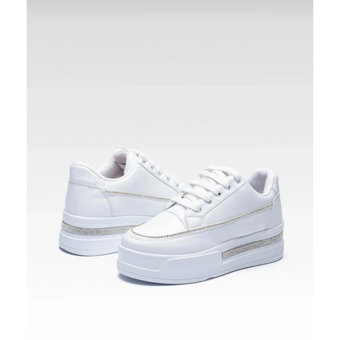 Kadın Yüksek Taban Rahat Şık Günlük Spor Ayakkabı Beyaz Renk